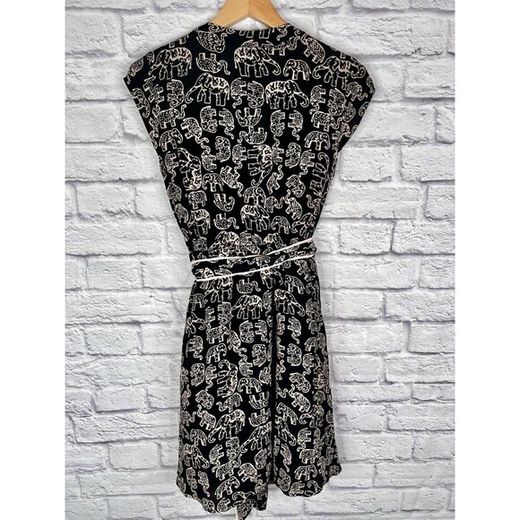 MAEVE ANTHROPOLOGIE Women's Black Noronha Faux Wrap Elephant Dress Small - Picture 5 of 5